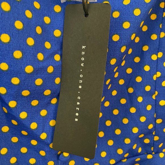 Blue Polka Dot Sweetheart Neck Peplum Long Sleeve Top - Size Large - Picture 9 of 10